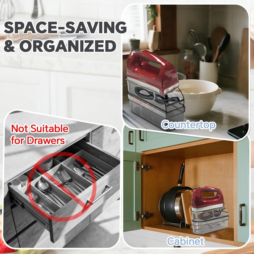 Hand Mixer Storage Case for KitchenAid Double Layer, transparent