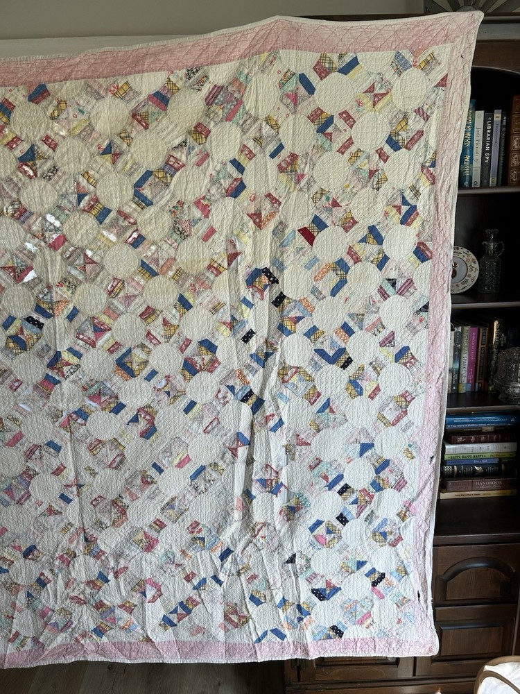 Vintage Handmade Patchwork Snowball Quilt