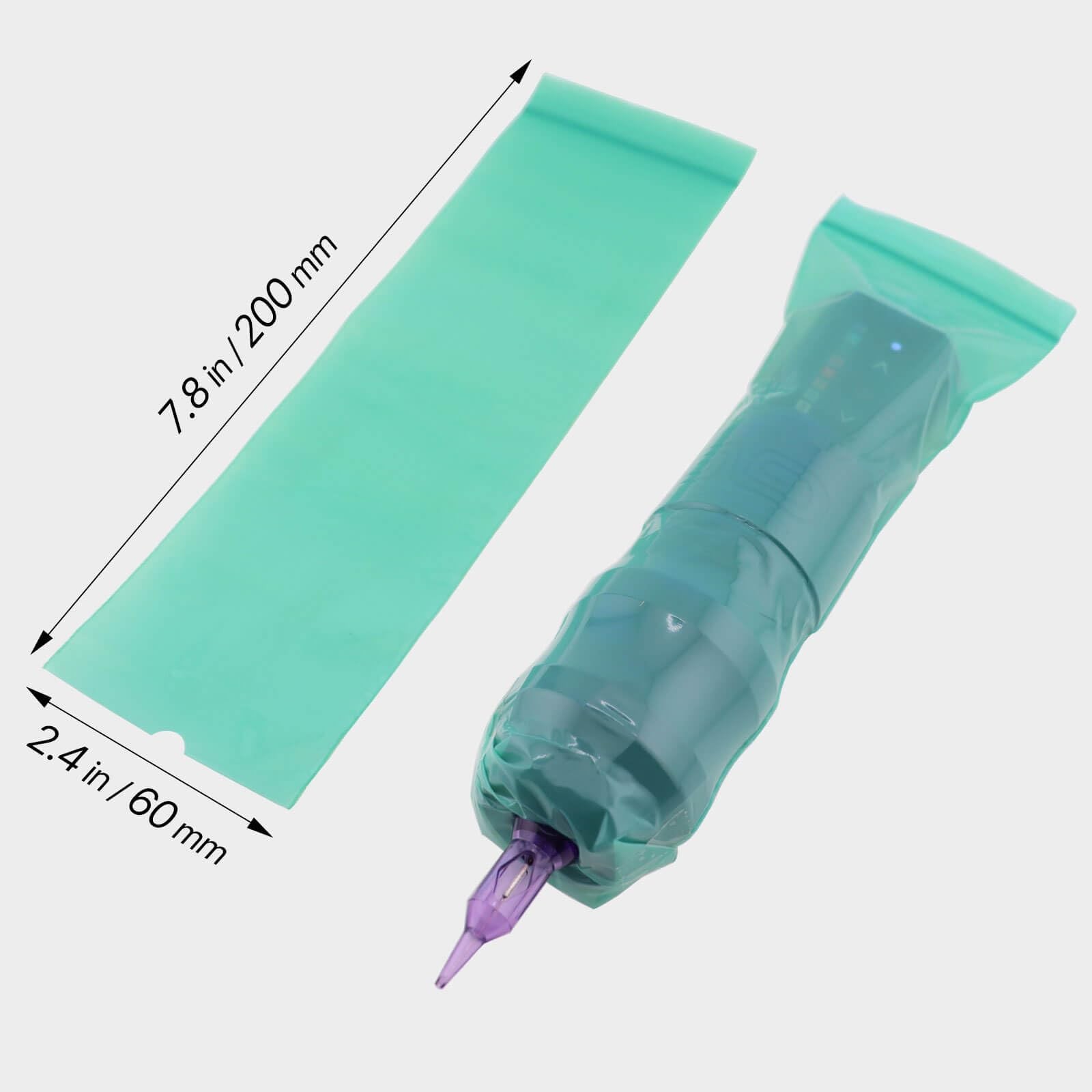 300pcs Tattoo Machine Covers Sealable Type - 2.4×8 Jungle green (2.4×8 inch)