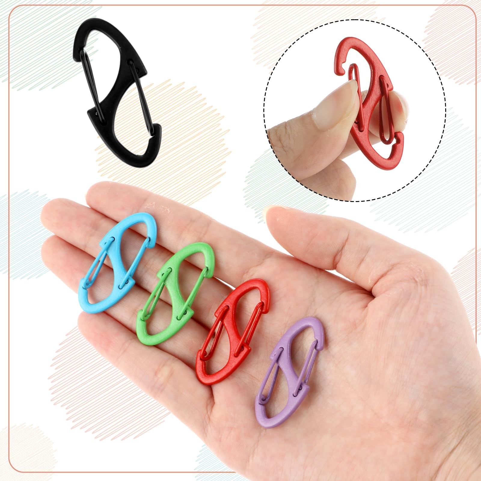 20 PCS Aluminum Carabiner Clips 1.6 Inch D Clips Ring Small Carbineers Keycha...