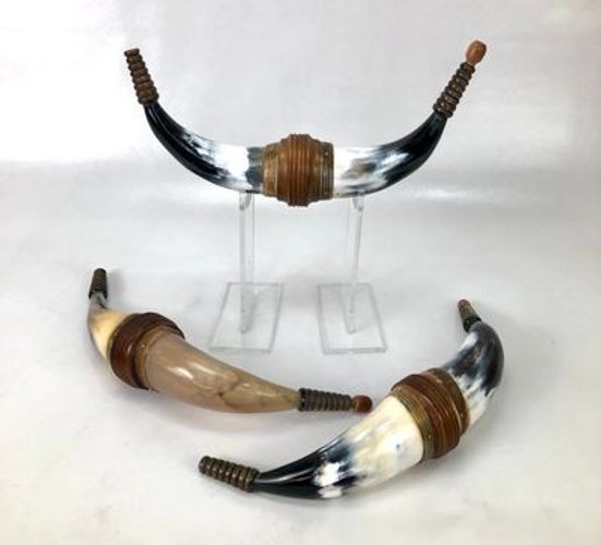 Handmade Double Ender Powder Horn - Light Color Mottled