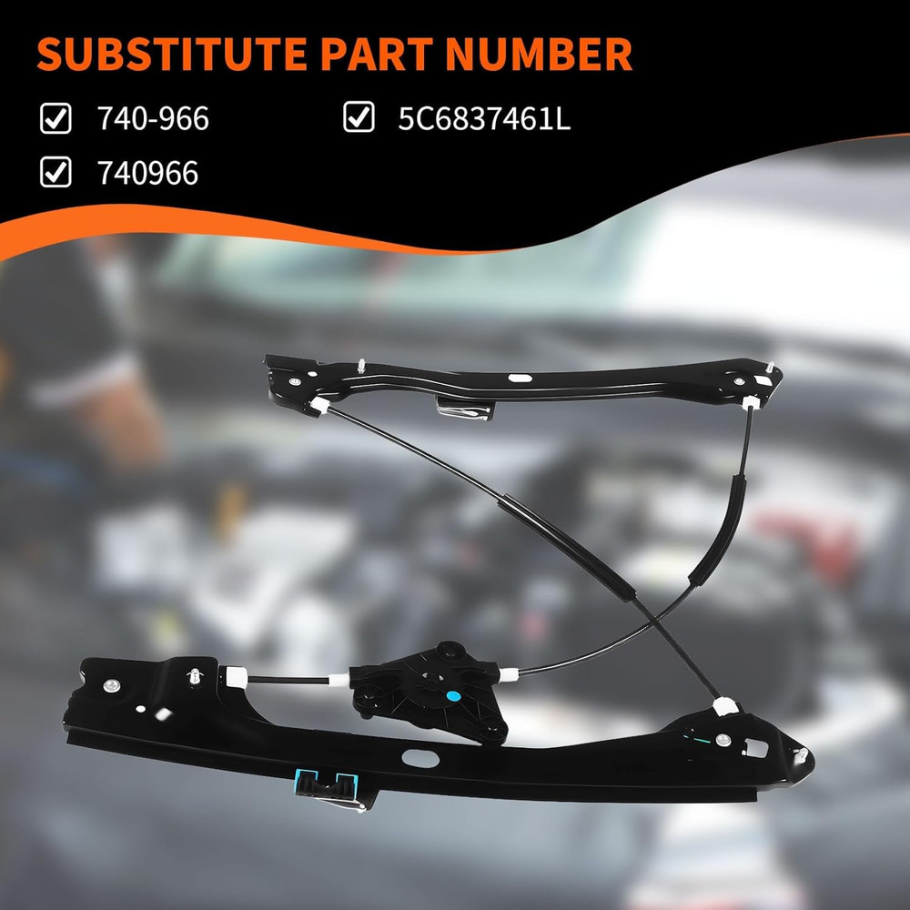 2011-18 Jetta Front Left Driver Side Window Regulator–Compatible Replacement