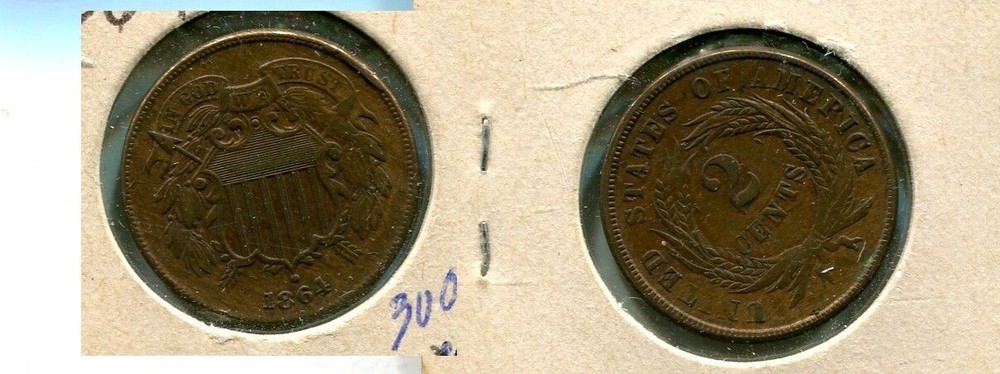 1864 TWO CENT PIECE TYPE COIN XF 3009T
