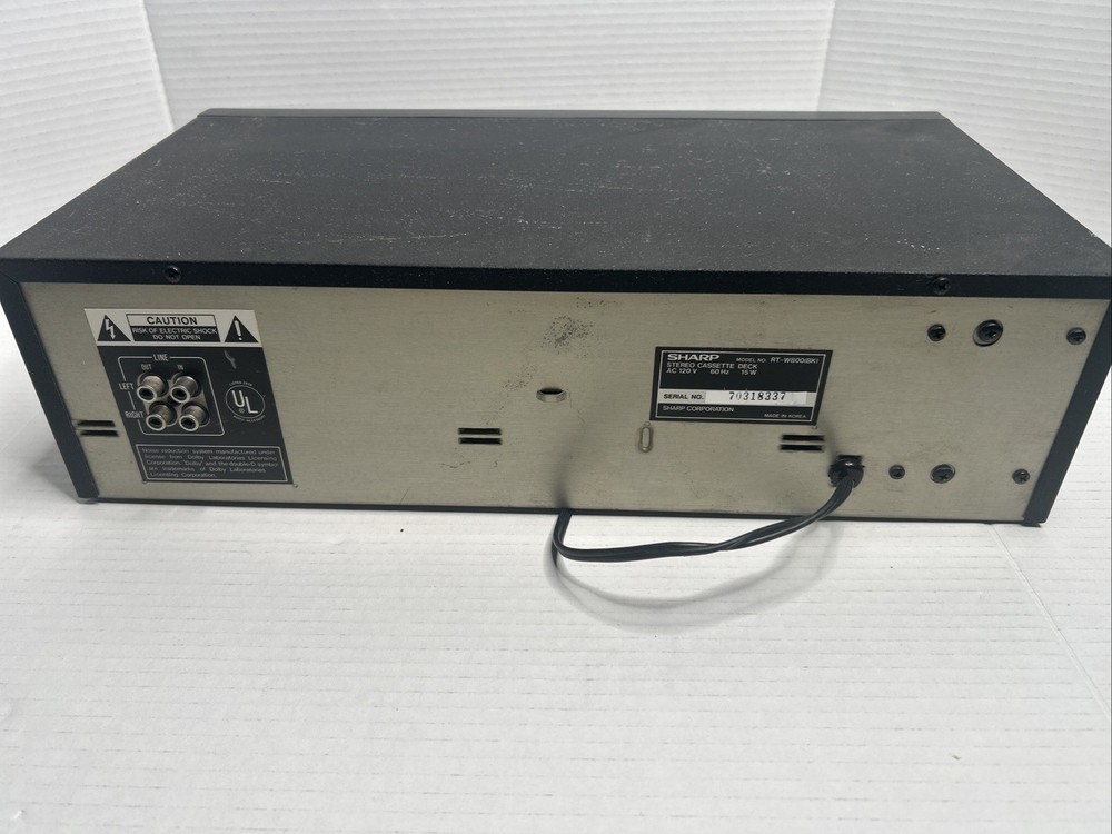 SHARP RT-W800 Black Stereo Cassette Deck Used Powers On Door 1 Doesn’t Open