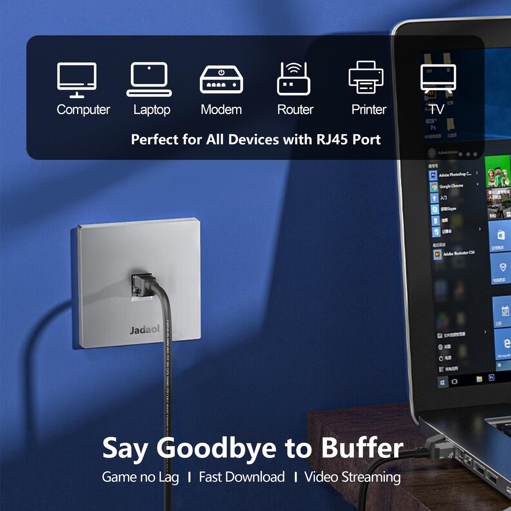 Cat6 3ft 24 Pack Patch Cables, 10Gbps High-Speed Ethernet Patch Cables, Suppo...