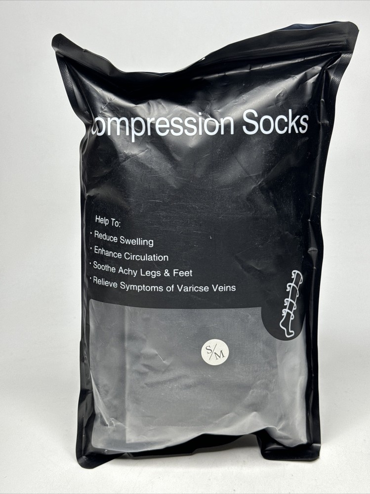 MIRACLE Socks COMPRESSION BLACK 2 Pack Unisex Size Small S/M