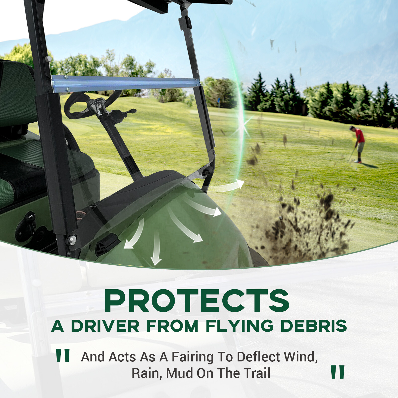 Fold Down Clear Golf Cart Windshield Windscreen For Club Car Precedent 2004 - Up