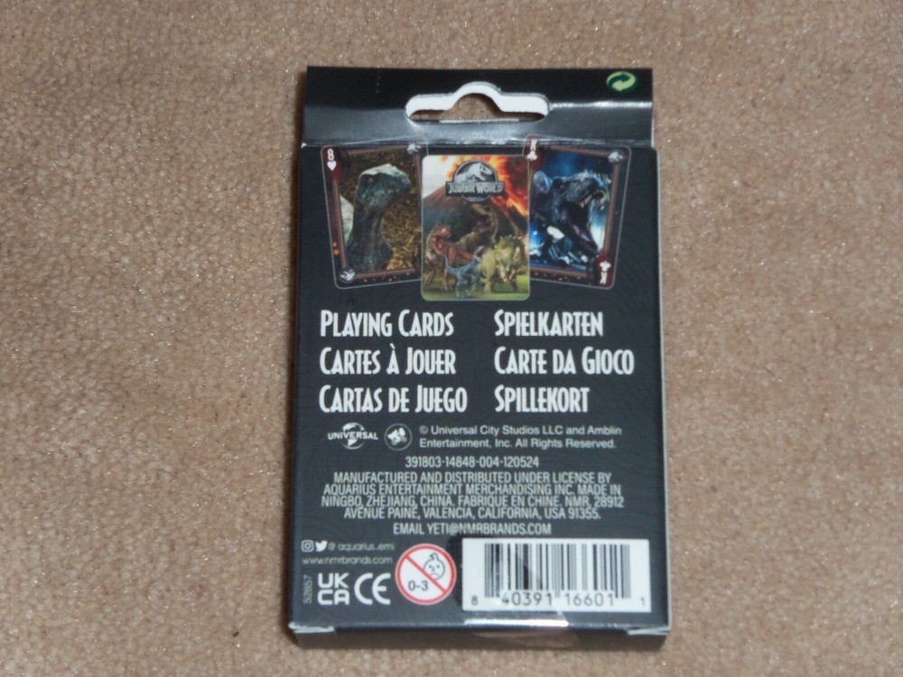 NEW, JURASSIC WORLD PLAYING CARDS