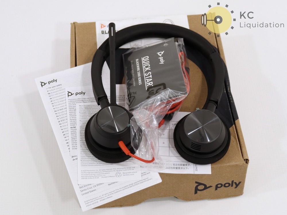 Poly Blackwire 3320 Wired USB Headset (Black/Red)