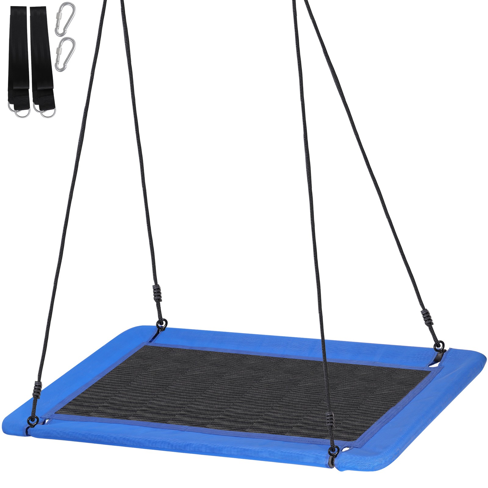 60" Rectangle Platform Tree Swing for Kids and Adults with 2 Hanging Straps Blue