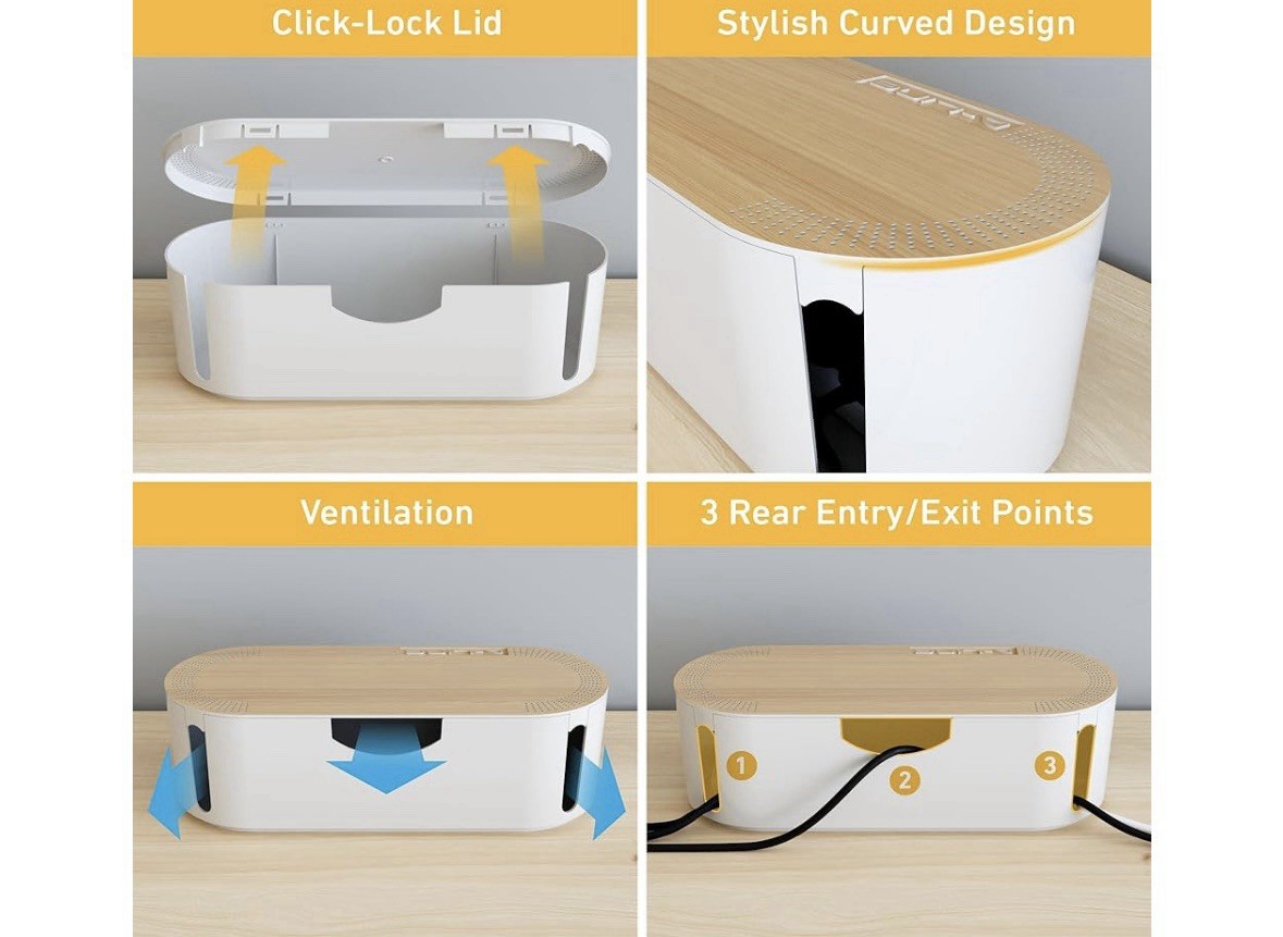 D-Line Cable Management Box Hide And Conceal Power Strips Electrical Cords