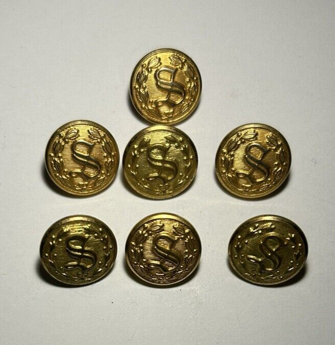 7 Waterbury Button Co. Conn buttons "S" on face