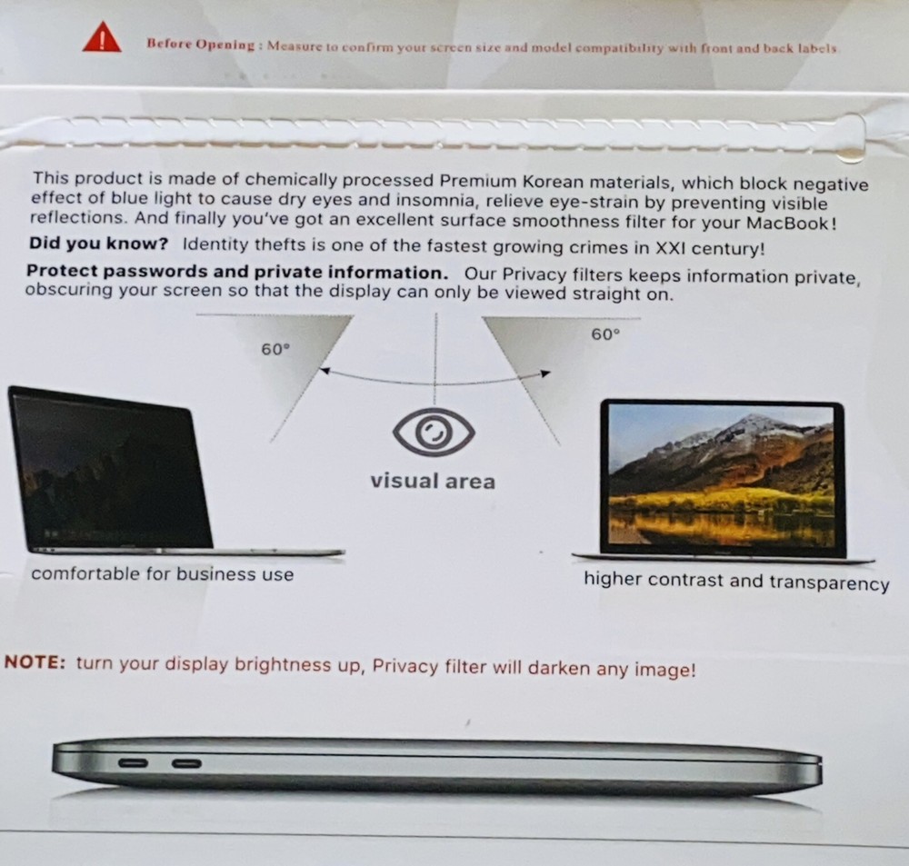 Screen Protector for MacBook Pro 13″ 2016 or Later A1706 A1708 A1989