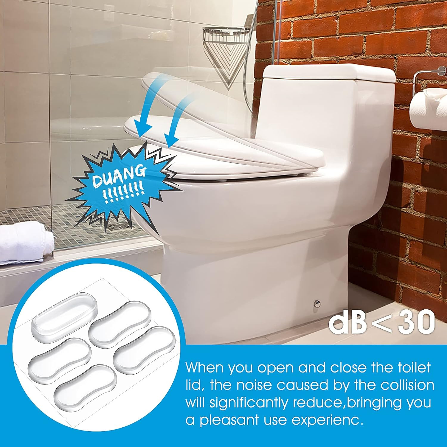 20 Pieces Universal Toilet Seat Bumpers, Silicone Rubber Lid Bumper Kit for Bide