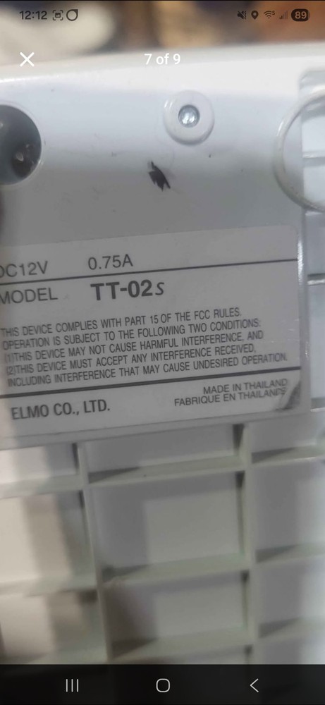 Elmo Model TT-02S Document Camera Visual Presenter *Tested Working*