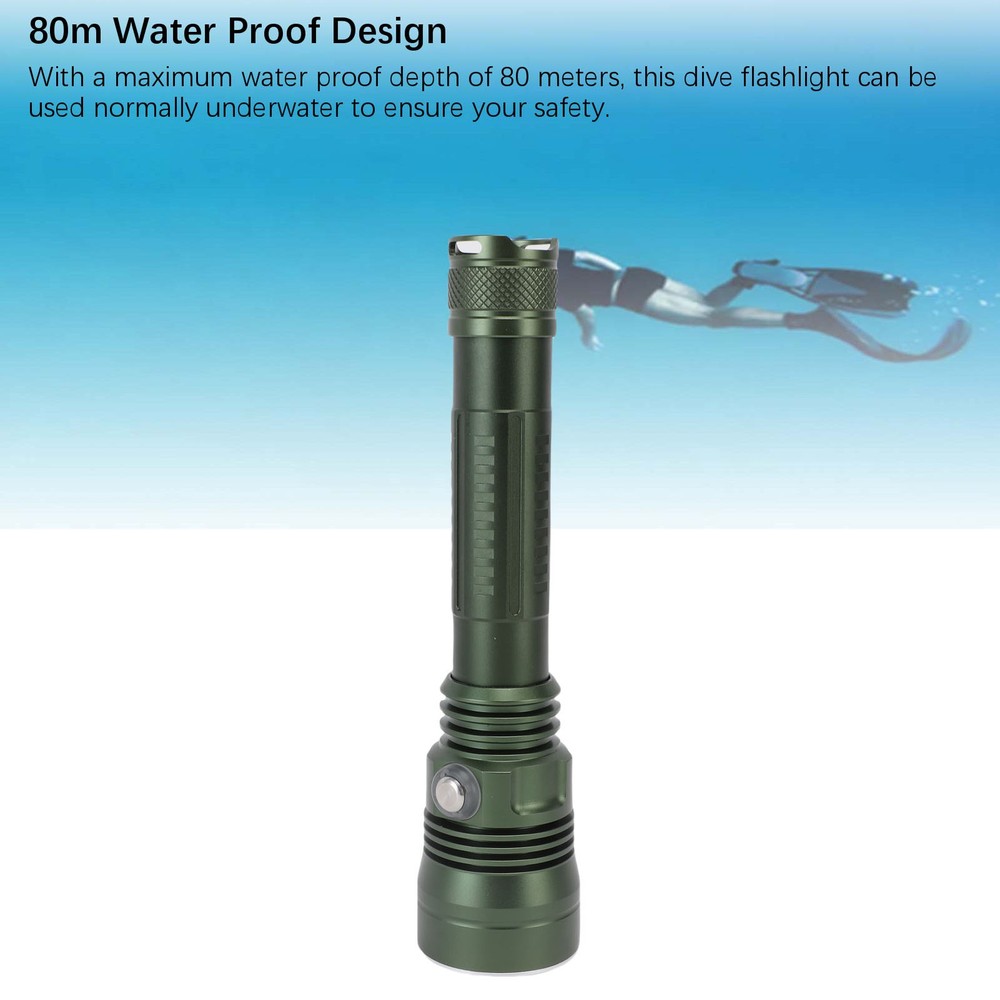 Diving Flashlight 80m Water Proof Dive Light Adjustable Brightness For Fish RRWI