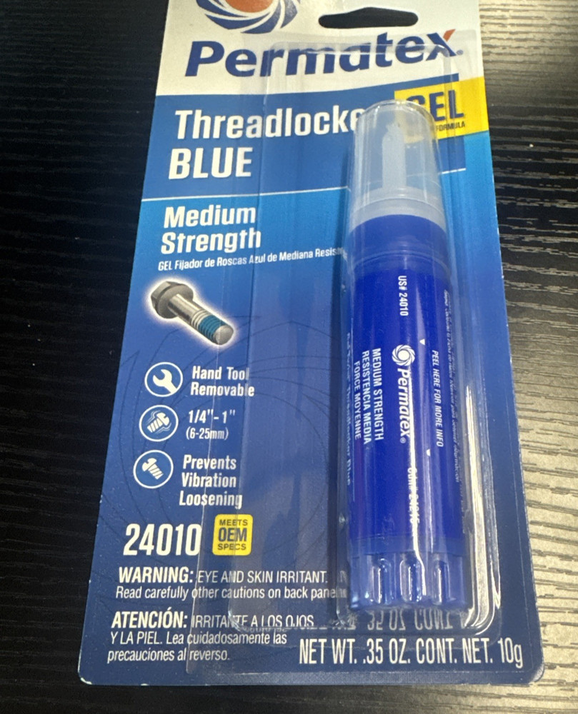 Permatex 24010 Blue Threadlocker Gel Medium Strength No Drip Formula New Sealed!