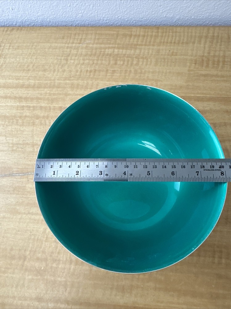 8” Vintage Reed & Barton Silver Plate Teal Enameled Footed Bowl - #104