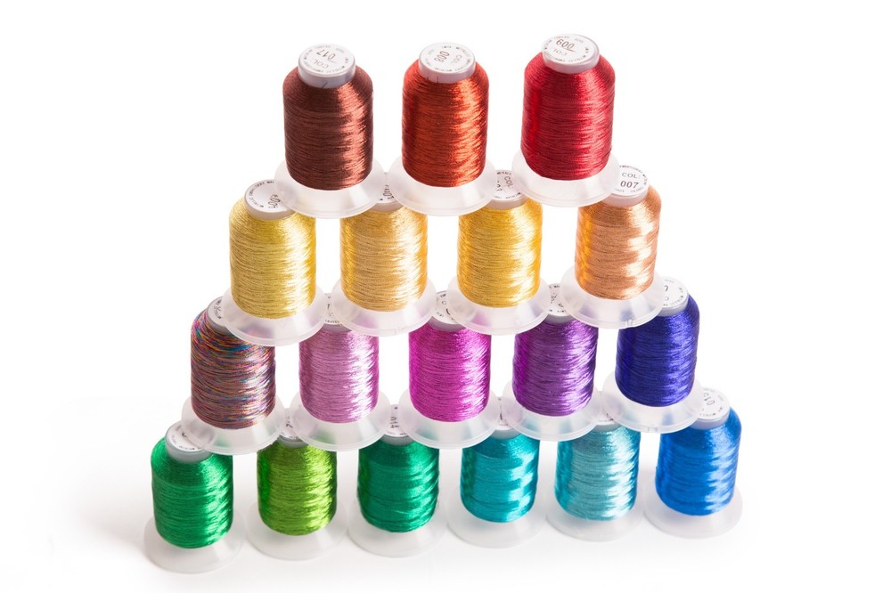 18 Spools METALLIC Embroider Machine Thread - Thread Nets for Easy Embroidery