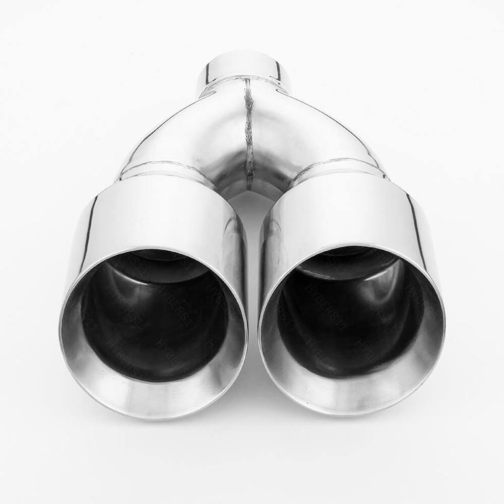Pair Quad 4.5" Out Exhaust Tips 3" In 304 Stainless Steel Dual Wall Angle Cut