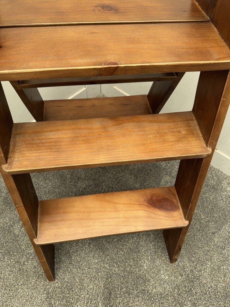 Vintage Style Pine Step Ladder Folding Kitchen Steps