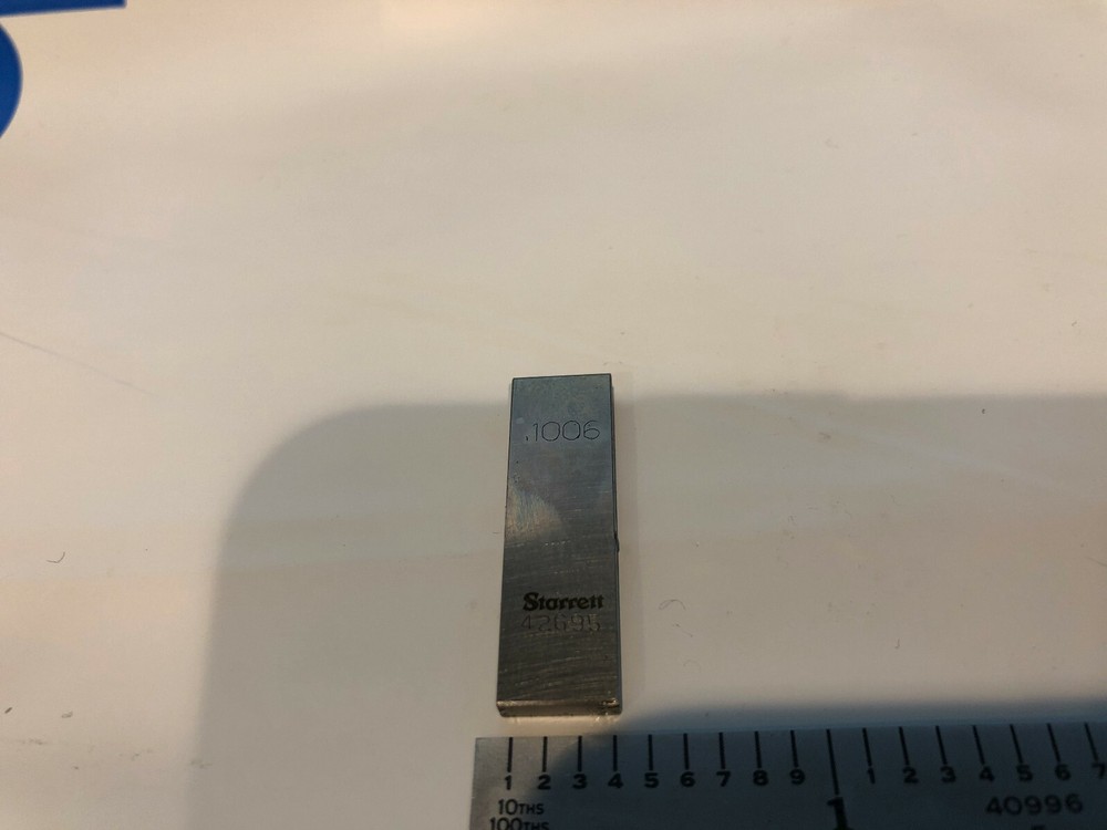 .1006" Starrett Rectangular Steel Gage Gauge Block.