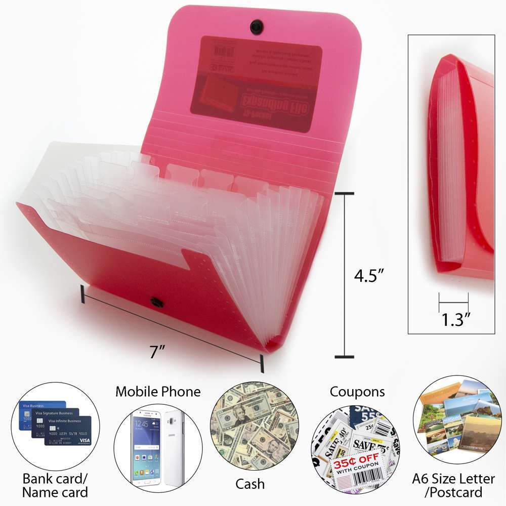 BAZIC Expanding File Folder 13 Pockets, (3116) 6-PACK