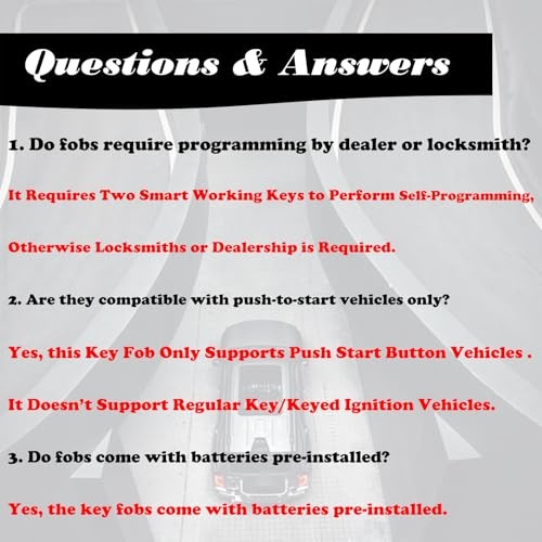 Replacement Car Key Fob Smart Proximity Keyless Entry Remote Control