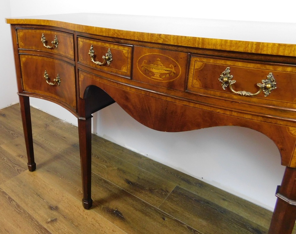 72" Lloyd Buxton Mahogany Serpentine Front Sideboard/Buffet Cabinet