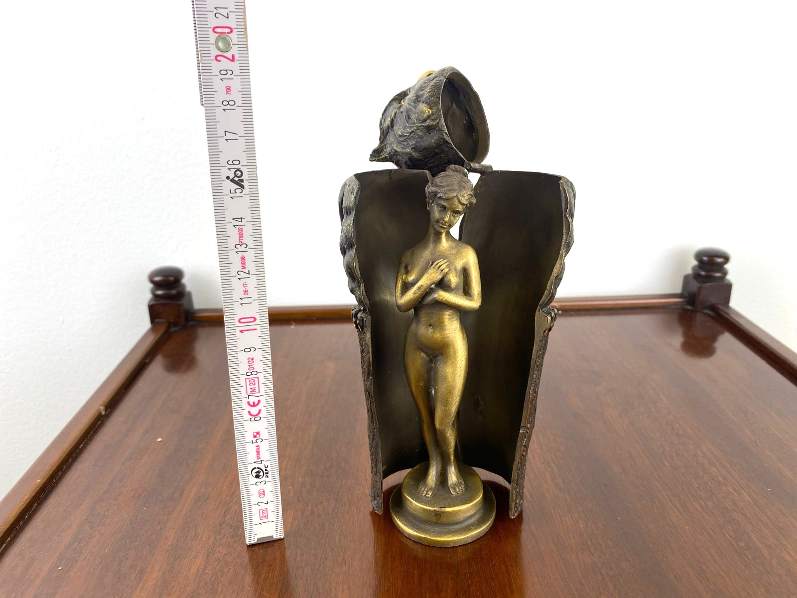 Bronze Sculpture Owl Reveals a Female Nude After Franz Bergman
