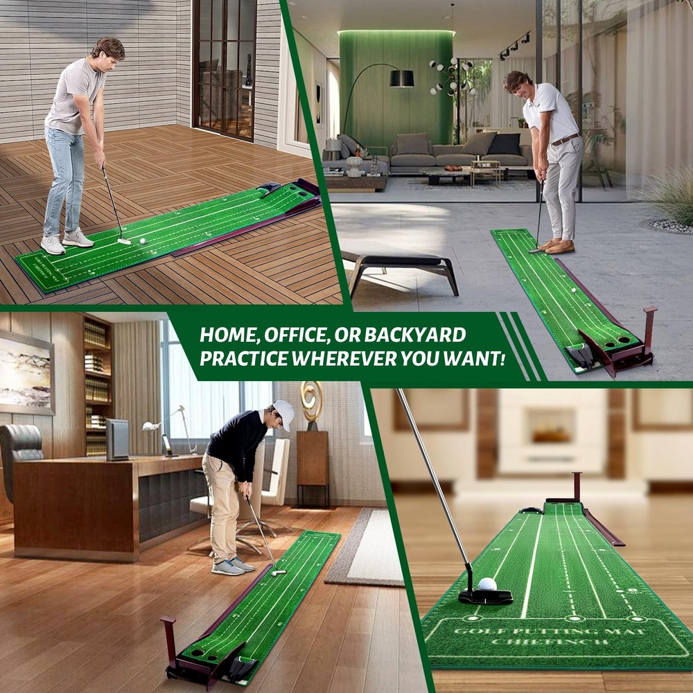Golf Putting Green for Indoors - Mat with Automatic Ball Return Machine Mini