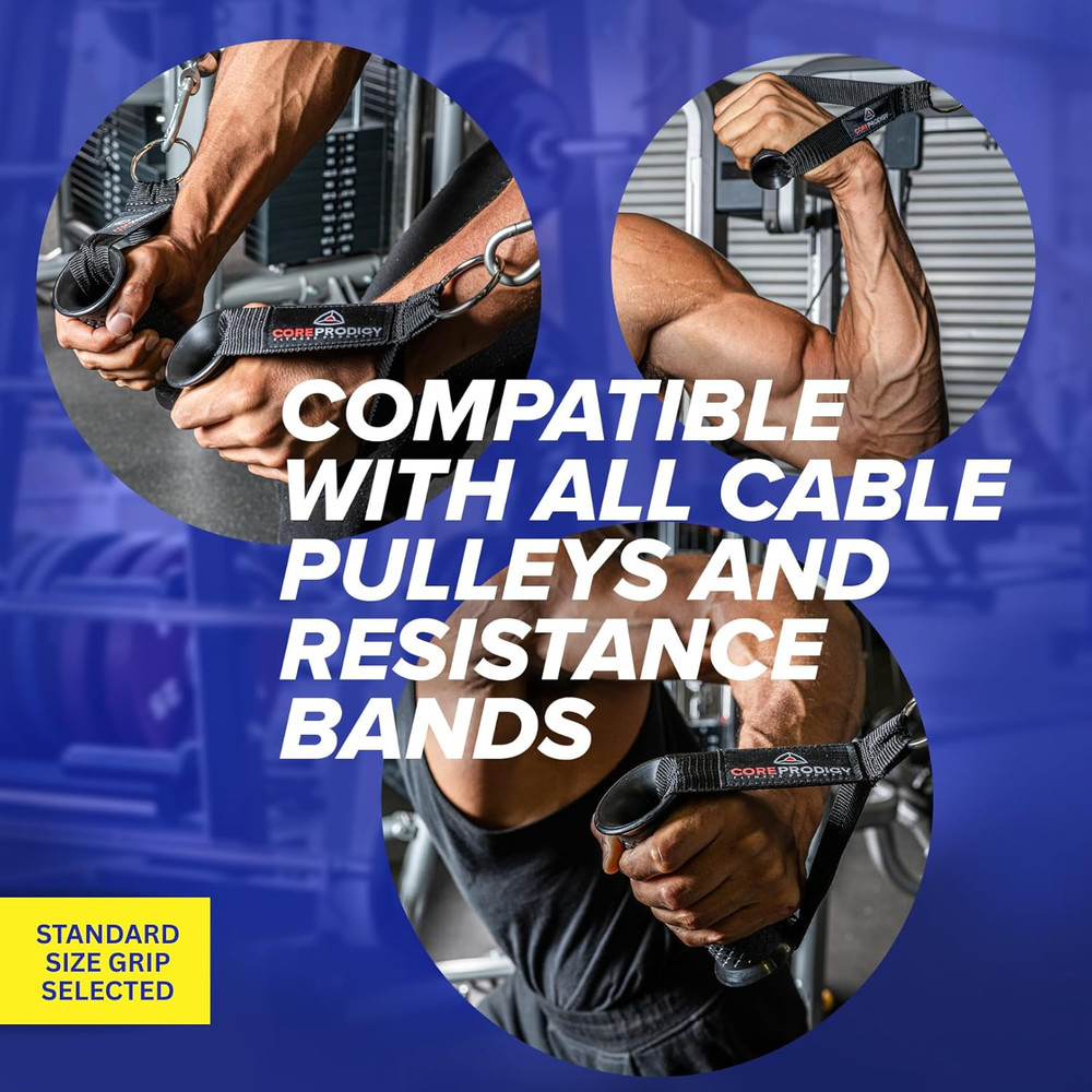 Core Prodigy Heavy Duty Exercise Handles - Grip Attachments for Cable Machine Pu