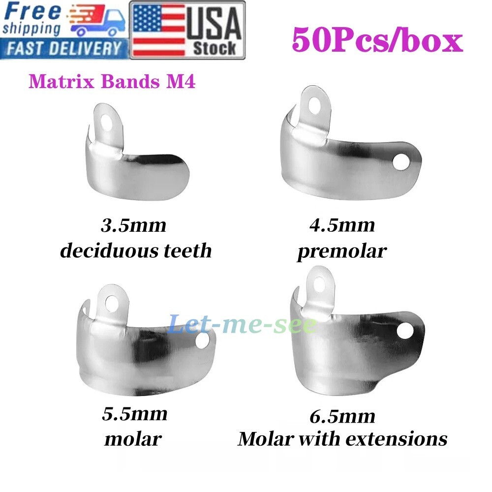 50Pcs/box Dental Sectional Matrix Bands M4 Metal Sectional Contoured Matrice