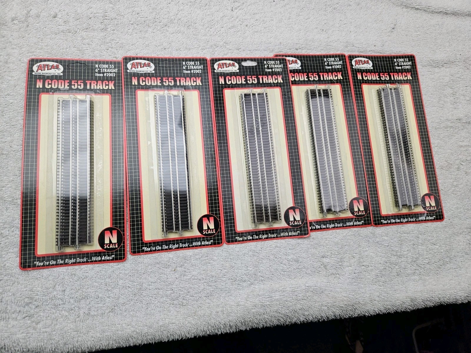 ATLAS  N CODE 55 TRACK  6" INCH STRAIGHT  #2002  LOT OF 5   N  SCALE  NOS