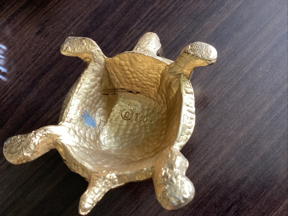 Pre-Owned Brass Turtle Signed T.C.