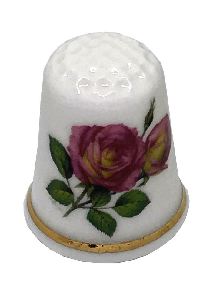 BN Personalised Rose Thimble, Fine Bone China Collectable Thimble