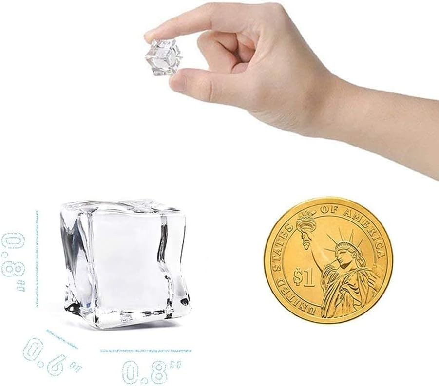 Clear Fake Ice Cubes, 20 PCS 0.8" Plastic Ice Cubes Acrylic Clear Ice Rock