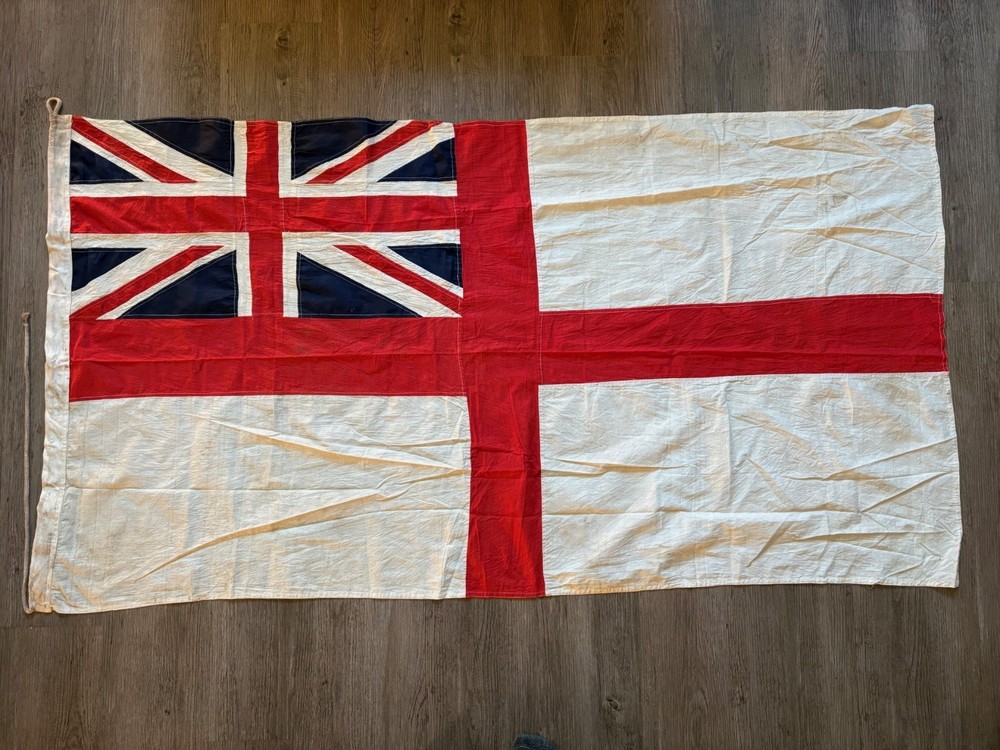 WWII BRITISH NAVAL ENSIGN FLAG SEWN EXAMPLE.