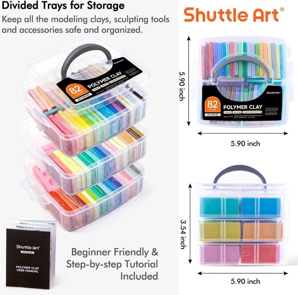 Complete Polymer Clay Collection: 82 Colors, 35 Pieces