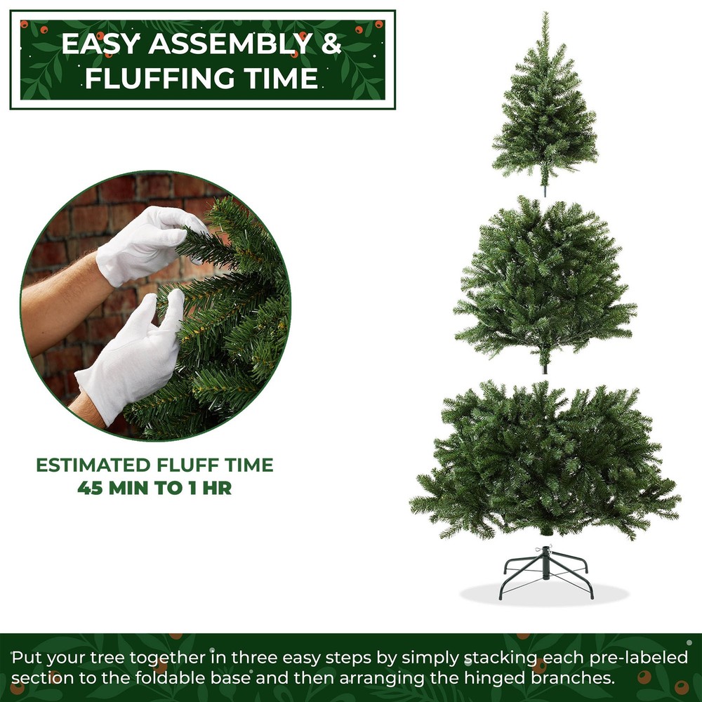 OPEN BOX - 9 ft Spruce Hinged Artificial Christmas Tree with Foldable Stand