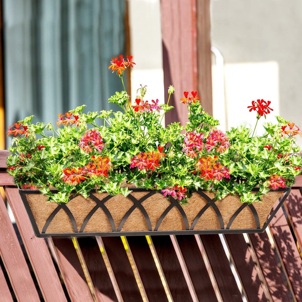 24 Inch Window Deck with Coco Liner, 24" Window Boxes Horse Trough with Cocon...