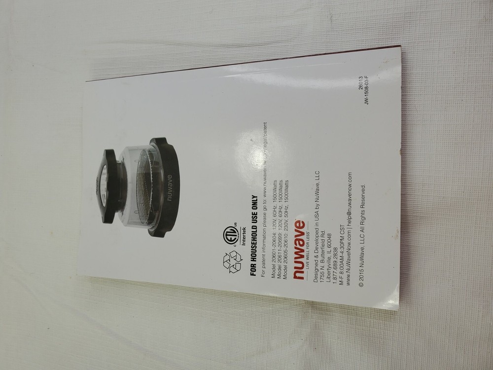 NuWave Pro Oven Models 20621 Replacement Parts Drip Pan Base & Rack instructions