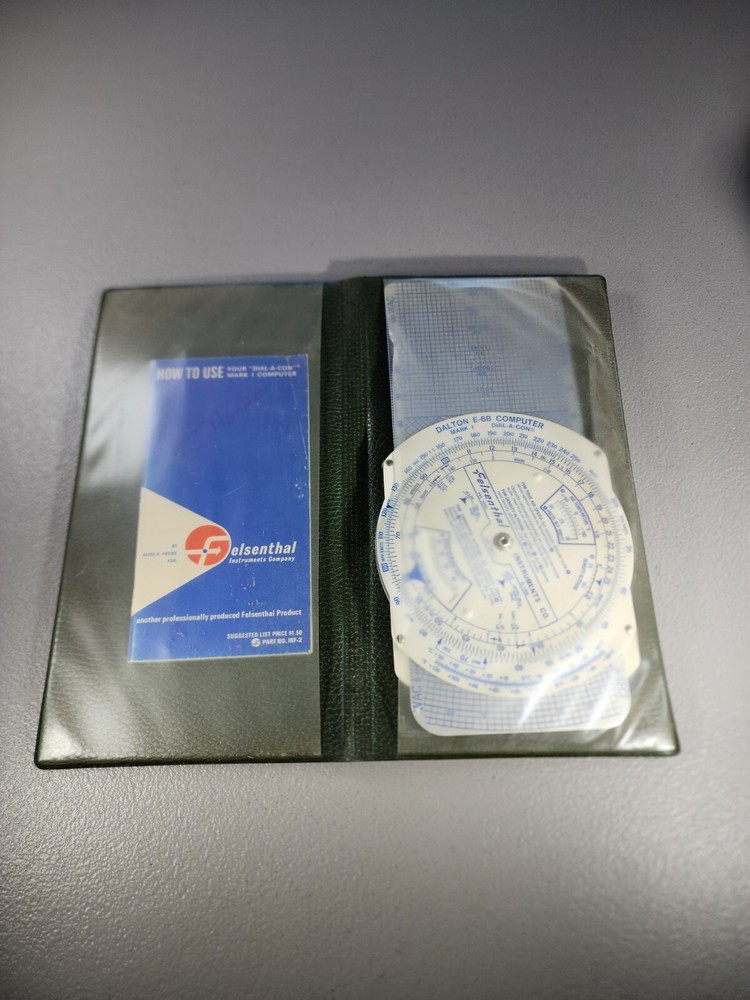 Felsenthal Dalton E6B Computer for pilots w/ folder & Instructions