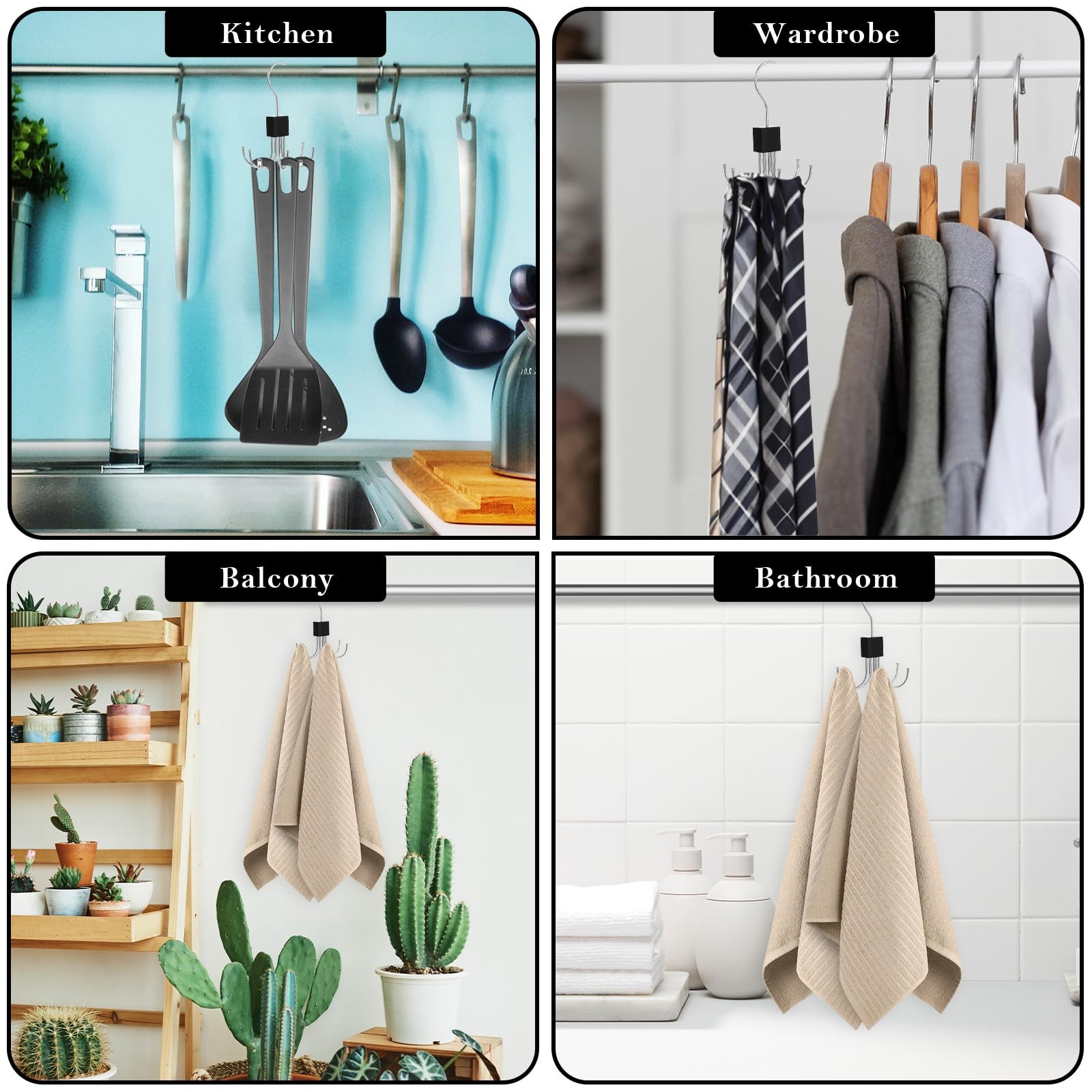 2 Pack Belt Hanger Organizer 360° Rotatable Bra Storage Rack for Ties Tank Tops