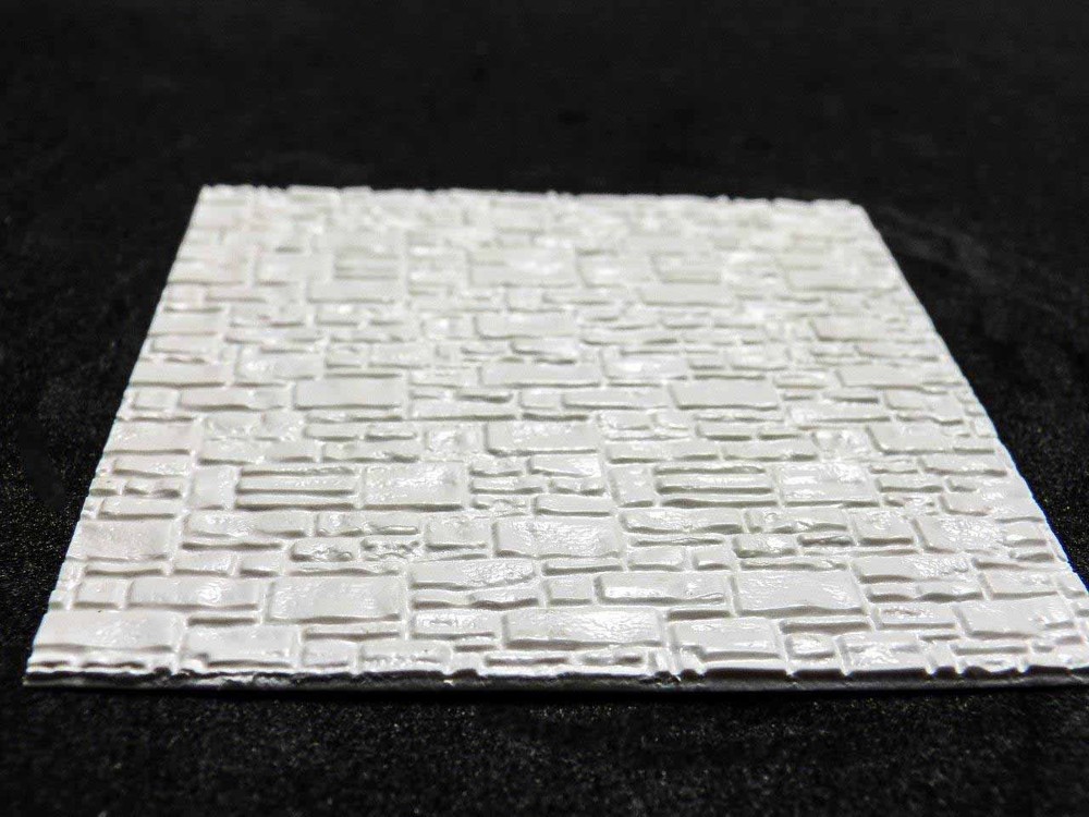 ABS Embossed White Plasticard - SMOOTH ROCK WALL - Styrene Plastic Sheets HIPS