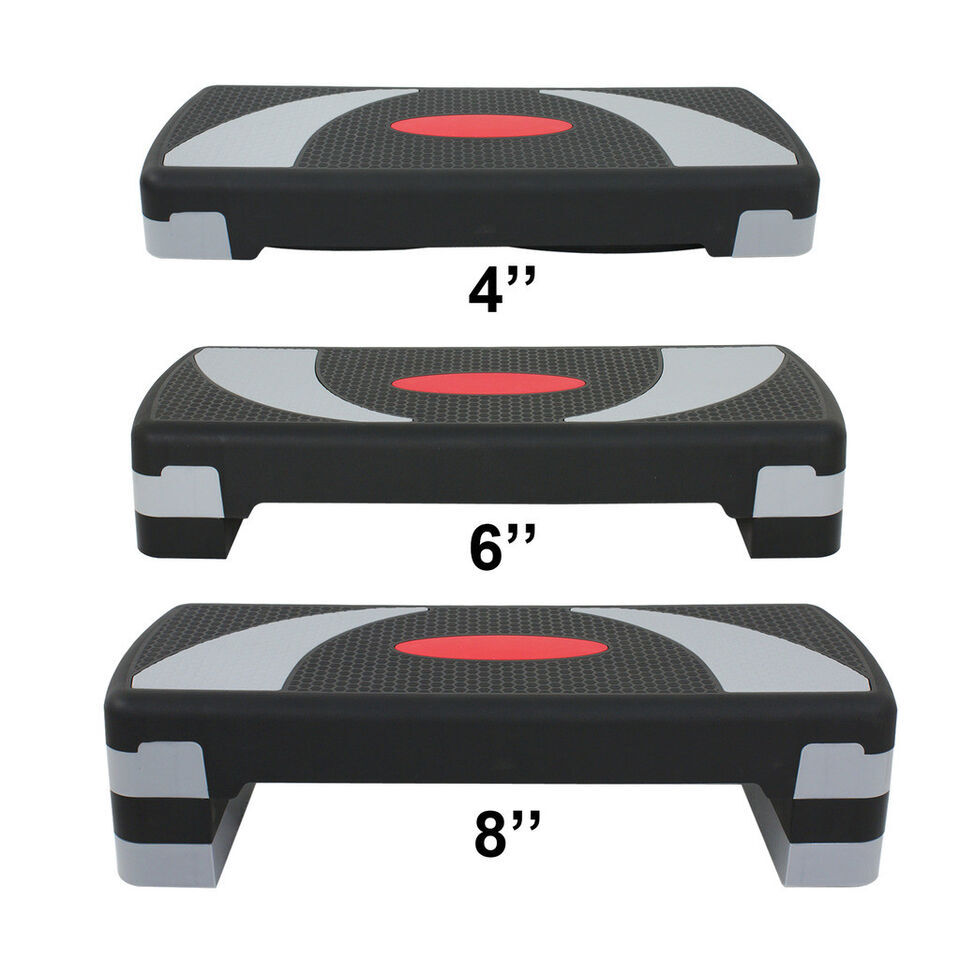 16"/28"/31"/43" Adjustable Exercise Step Platform Non Slip Surface w/ Risers