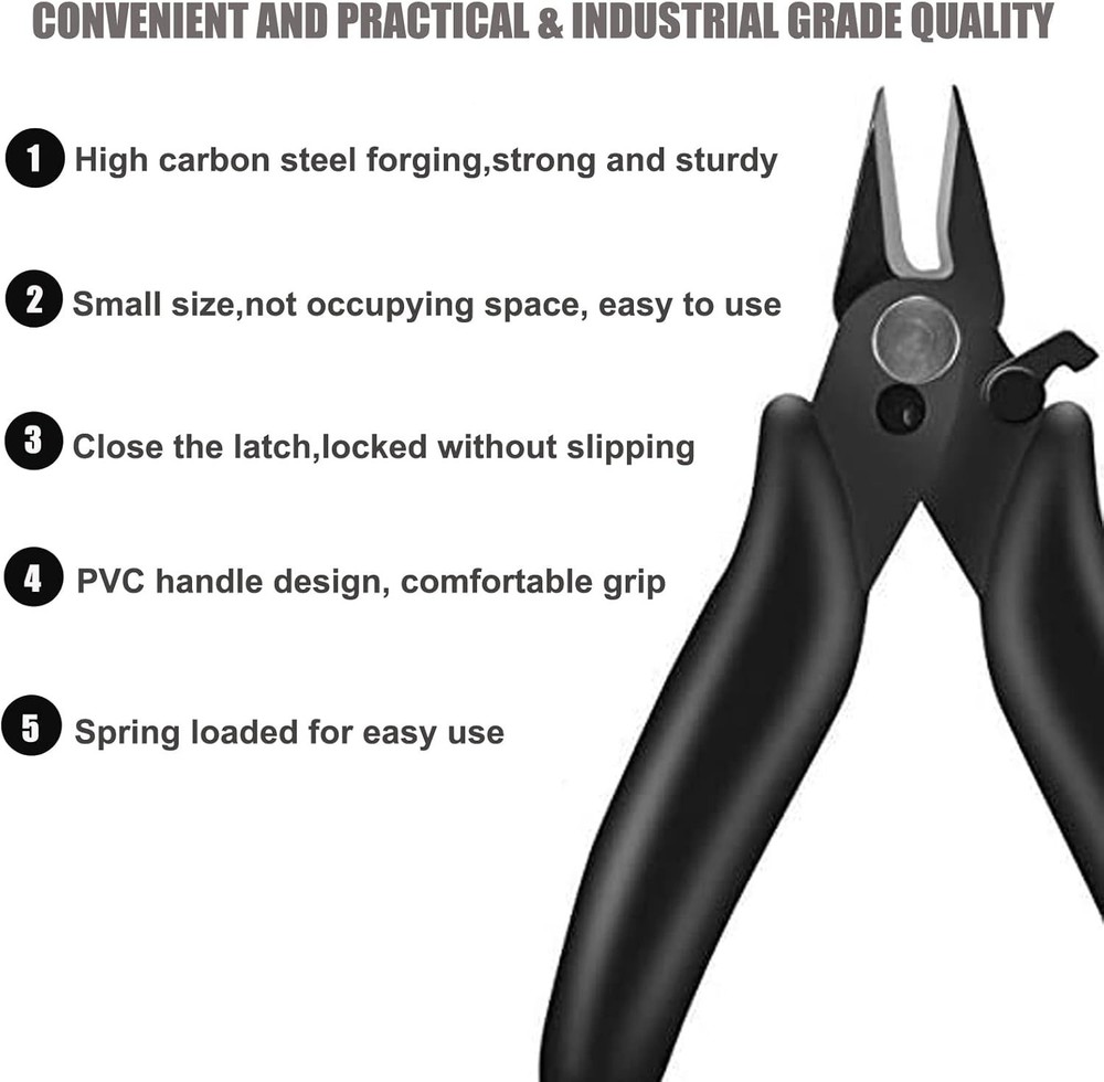 3.5-Inch Mini Wire Cutter with Lock & Spring for Precision Cutting Tasks