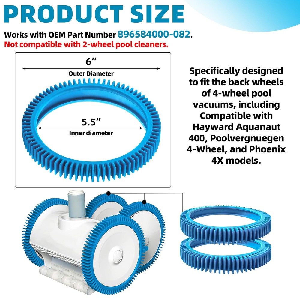 AR-PRO 2-Pack Back Tires Replacement for Pool Cleaner – 2 PACK-Rear