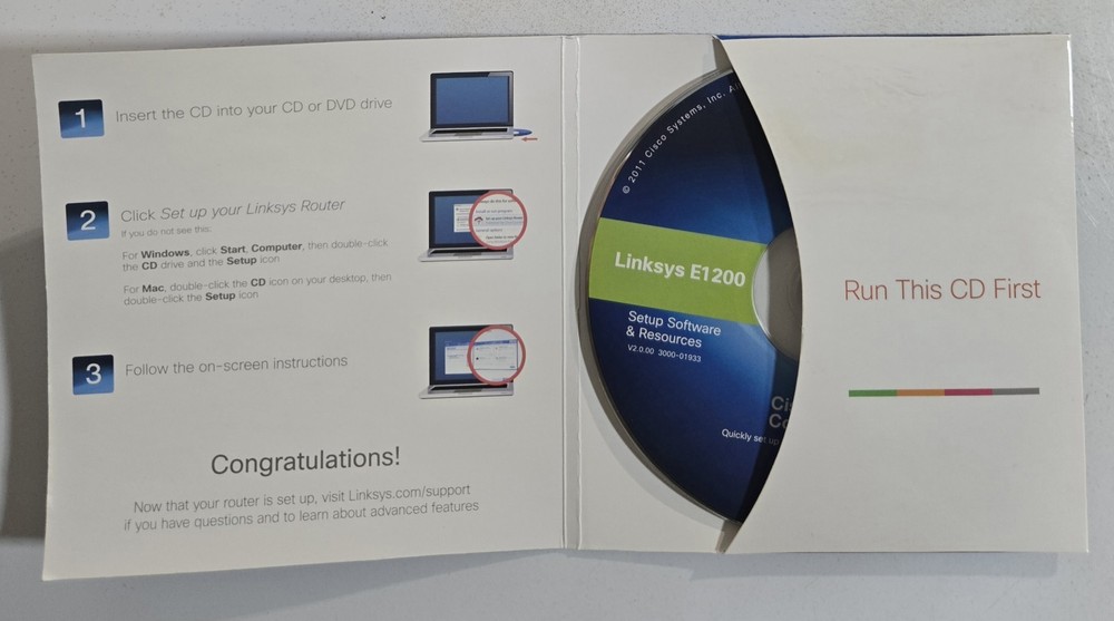 Linksys E1200 Setup CD Software & Resources For Cisco Wireless Router