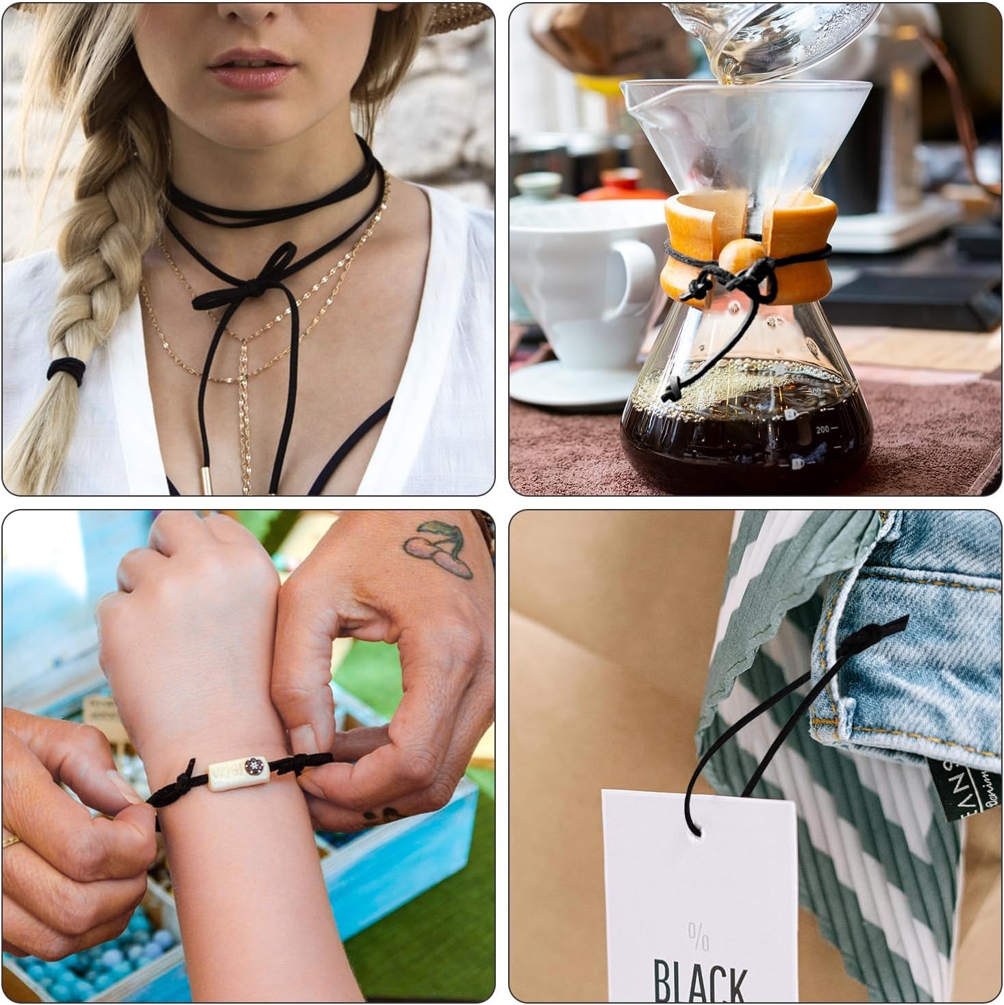 Leather String Suede Cord Cords Rope for Jewelry Making Black